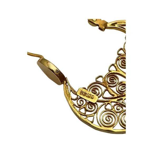 14 KT Gold Mexican Filigree Hoop Earrings